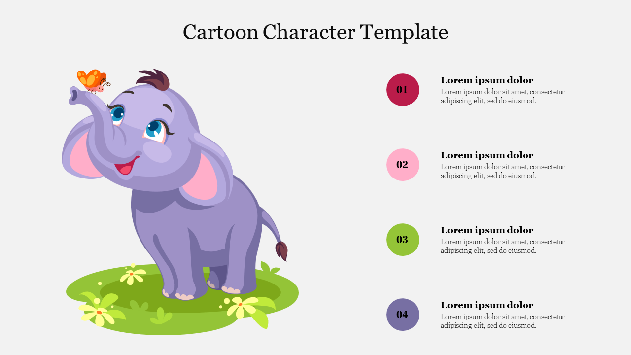 Amazing Cartoon Character Template Presentation Slide 